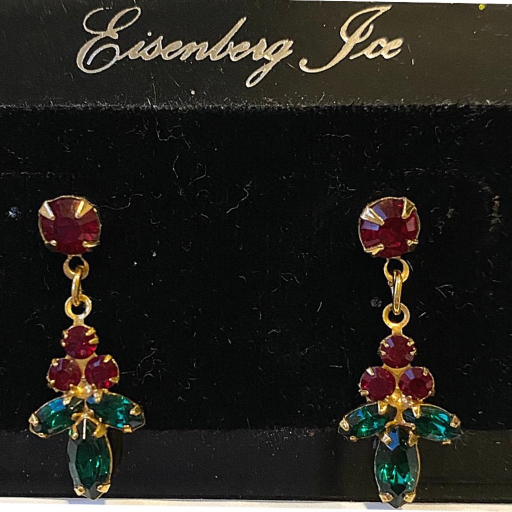 Vintage Eisenberg ICE Crystal Drop Earrings NEW
